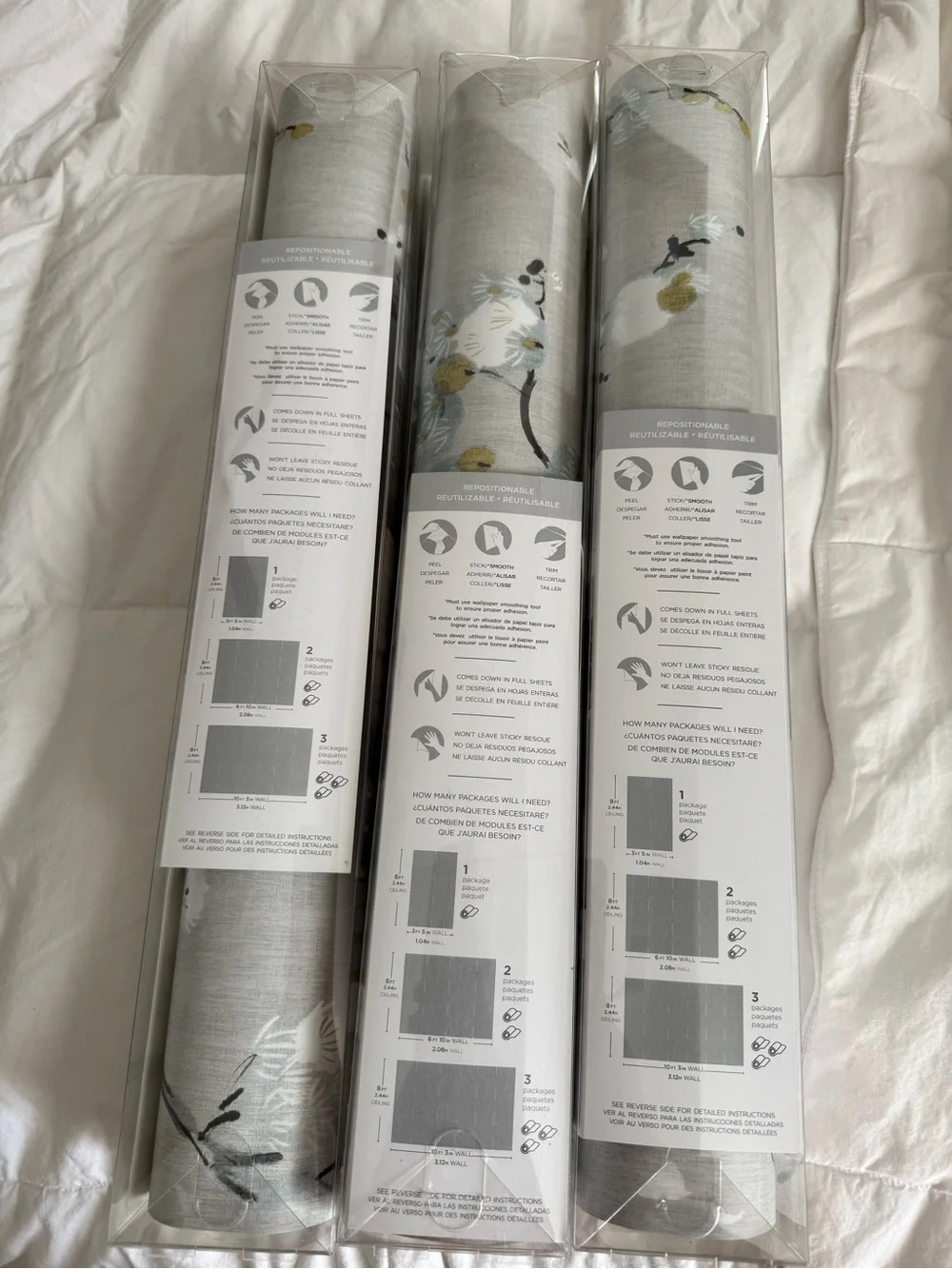 Wall Pops! Peel & Stick Floral Gray Wallpaper - Soft Gray with Yellow Accents